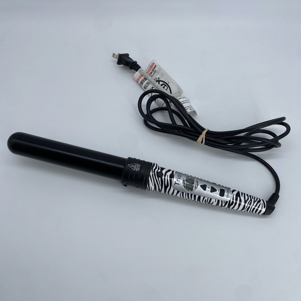 ISO Trio Professional Pro Clip-less Curling Iron Black‎ Zebra Wand Tested Works
